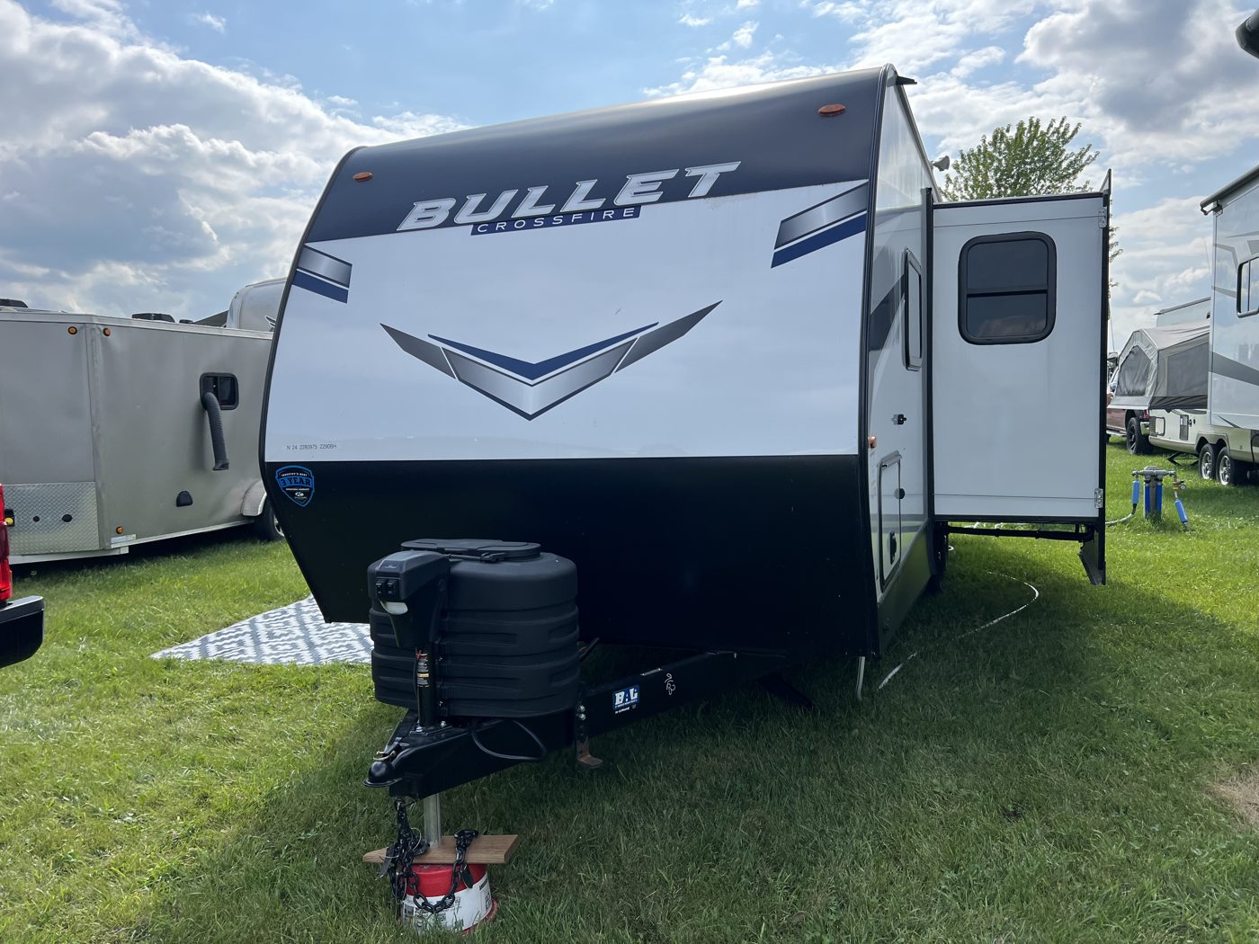 Travel trailer parked at Camp Scholler